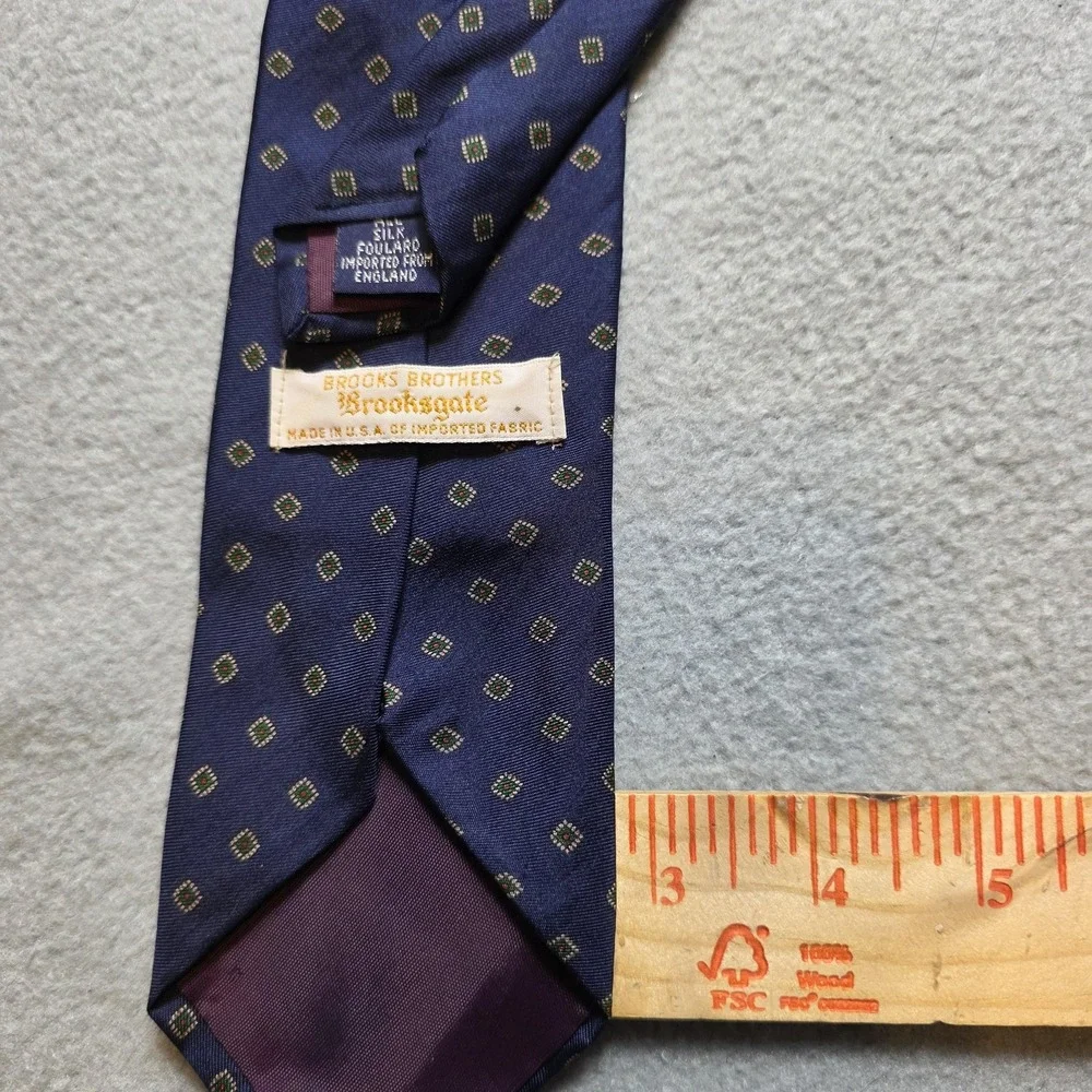 Brooks Brothers Brooksgate Narrow Tie Blue Silk Geometric Vintage‎ Made in USA